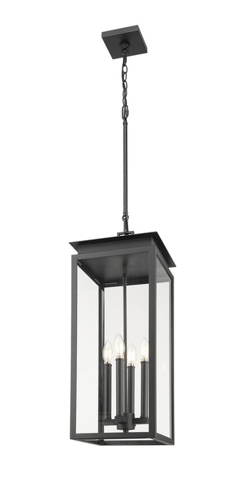 Z-Lite 5018CHB-BK Four Light Outdoor Chain Mount Ceiling Fixture, Black