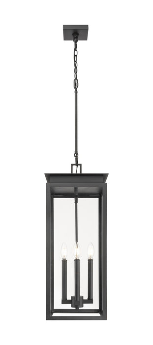Z-Lite 5018CHB-BK Four Light Outdoor Chain Mount Ceiling Fixture, Black