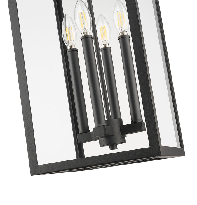 Z-Lite 5018CHB-BK Four Light Outdoor Chain Mount Ceiling Fixture, Black