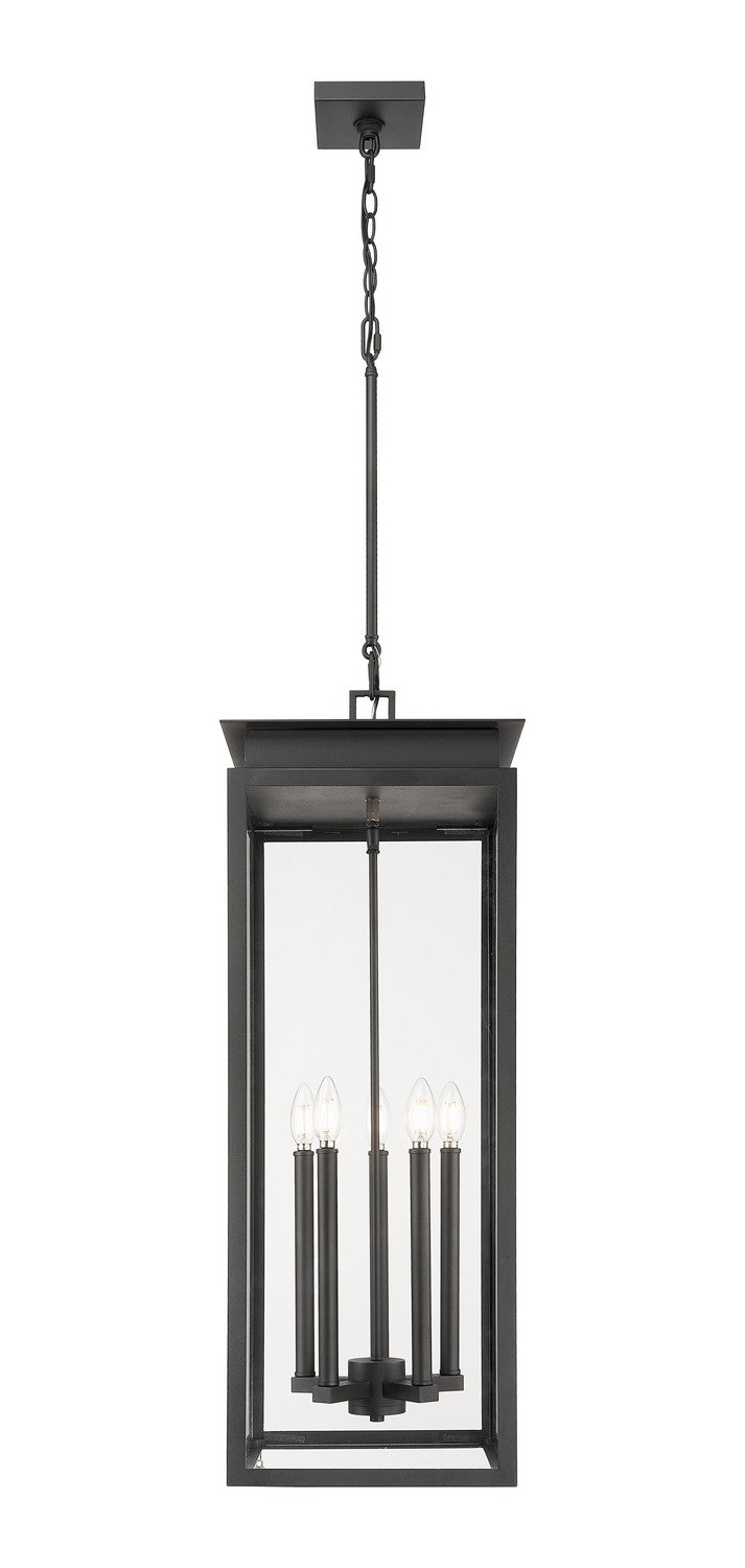 Z-Lite 5018CHXL-BK Five Light Outdoor Chain Mount Ceiling Fixture, Black