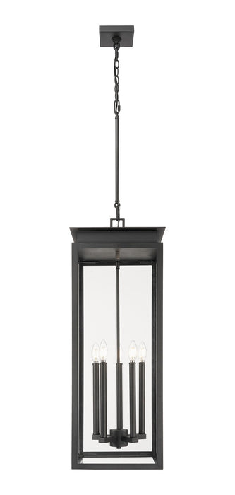 Z-Lite 5018CHXL-BK Five Light Outdoor Chain Mount Ceiling Fixture, Black