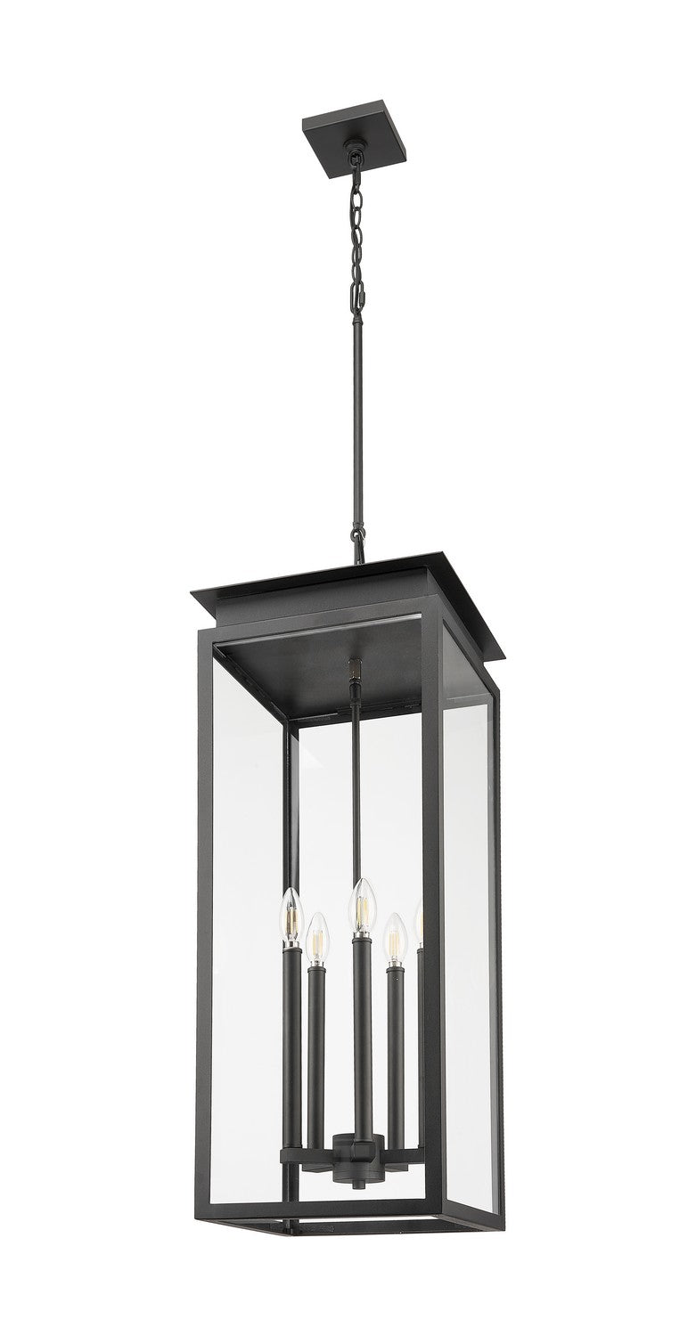Z-Lite 5018CHXL-BK Five Light Outdoor Chain Mount Ceiling Fixture, Black