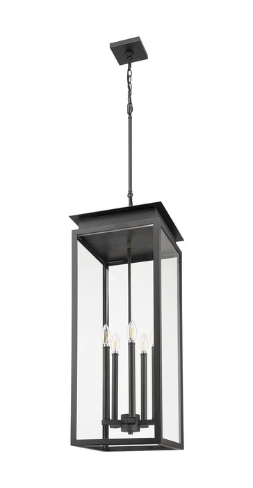 Z-Lite 5018CHXL-BK Five Light Outdoor Chain Mount Ceiling Fixture, Black