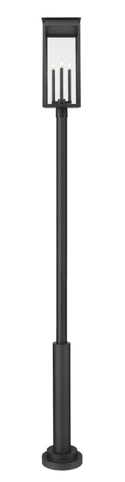 Z-Lite 5018PHBR-5010P-BK Four Light Outdoor Post Mounted Fixture, Black