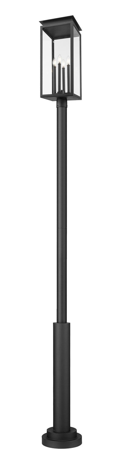 Z-Lite 5018PHBR-5010P-BK Four Light Outdoor Post Mounted Fixture, Black