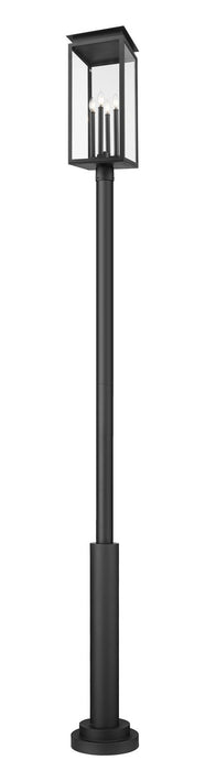 Z-Lite 5018PHBR-5010P-BK Four Light Outdoor Post Mounted Fixture, Black
