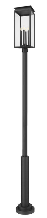 Z-Lite 5018PHBR-5010P-BK Four Light Outdoor Post Mounted Fixture, Black