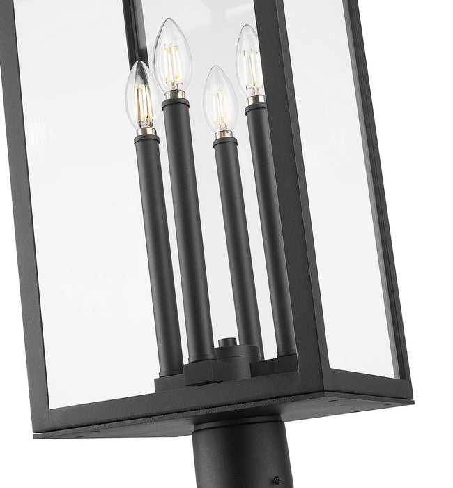 Z-Lite 5018PHBR-5010P-BK Four Light Outdoor Post Mounted Fixture, Black