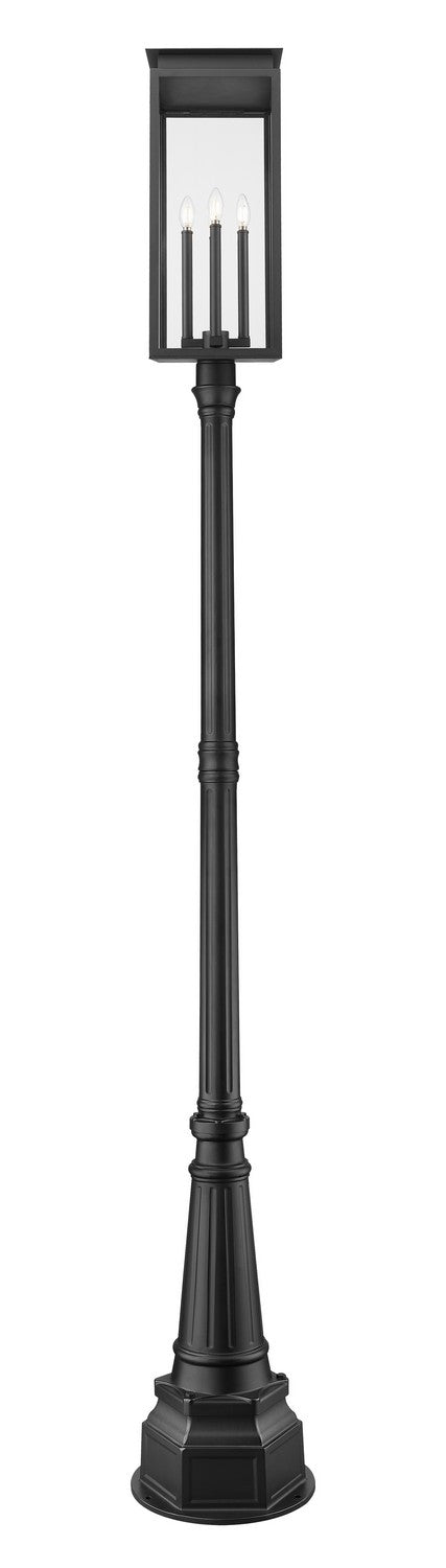 Z-Lite 5018PHBR-564P-BK Four Light Outdoor Post Mounted Fixture, Black