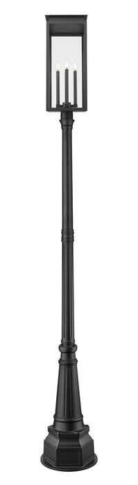 Z-Lite 5018PHBR-564P-BK Four Light Outdoor Post Mounted Fixture, Black