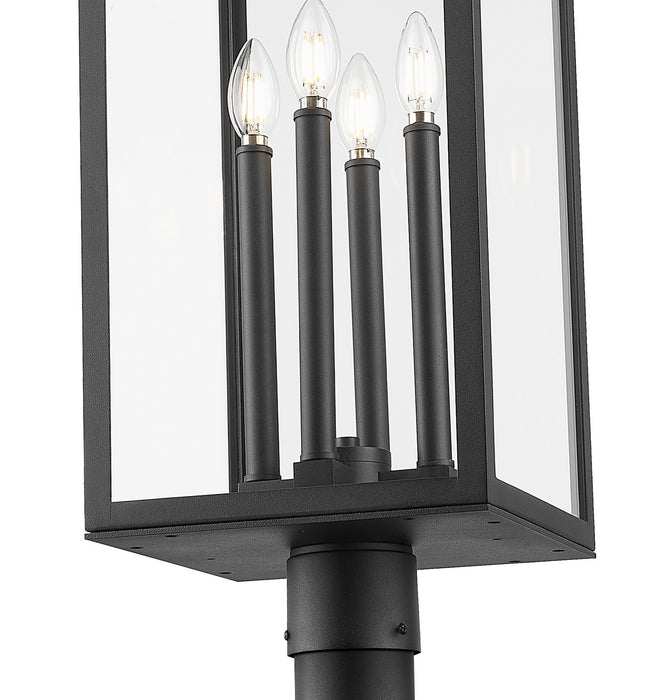 Z-Lite 5018PHBR-564P-BK Four Light Outdoor Post Mounted Fixture, Black