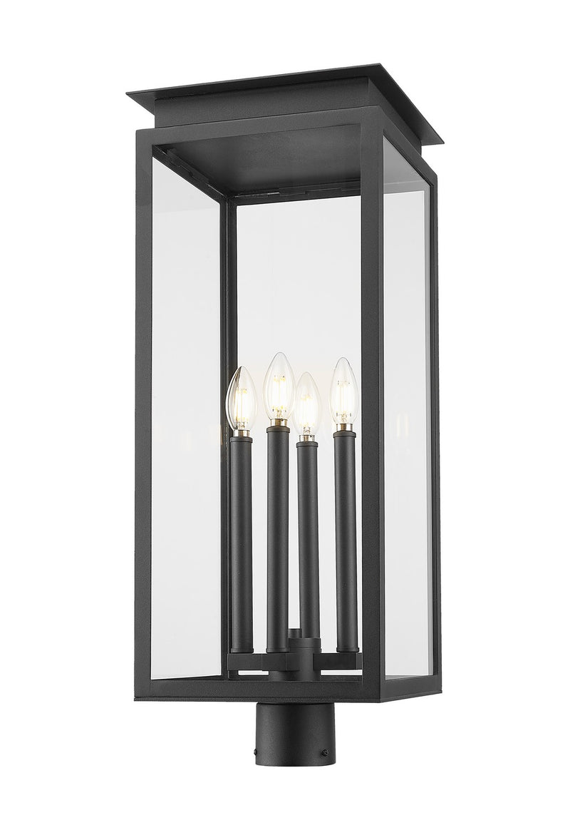 Z-Lite 5018PHBR-BK Four Light Outdoor Post Mount Fixture, Black