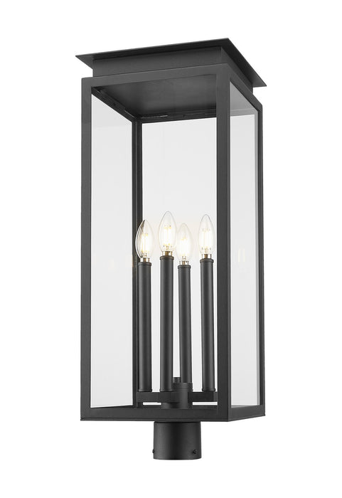 Z-Lite 5018PHBR-BK Four Light Outdoor Post Mount Fixture, Black