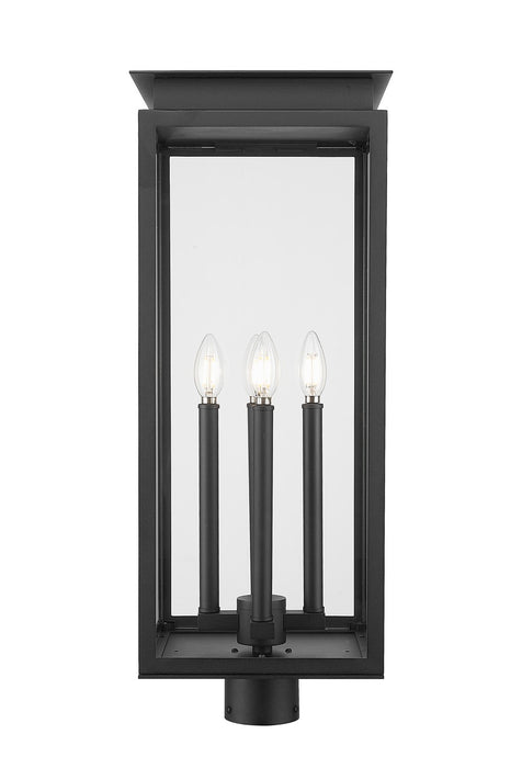 Z-Lite 5018PHBR-BK Four Light Outdoor Post Mount Fixture, Black