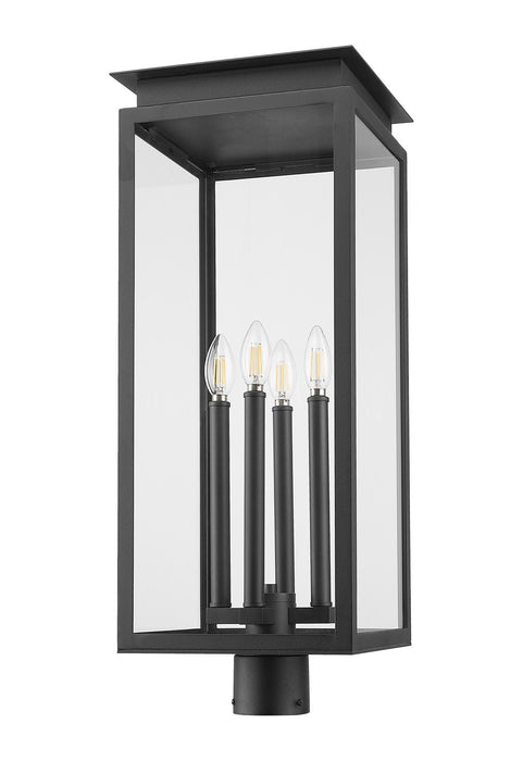 Z-Lite 5018PHBR-BK Four Light Outdoor Post Mount Fixture, Black