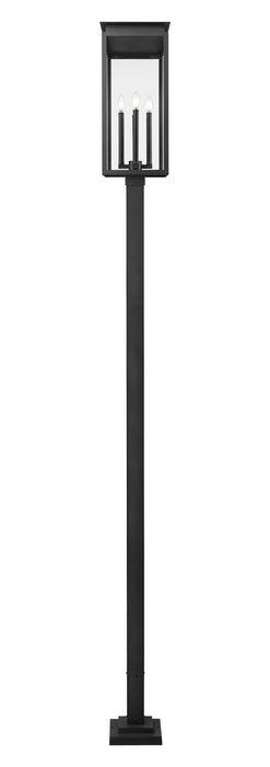 Z-Lite 5018PHBS-536P-BK Four Light Outdoor Post Mounted Fixture, Black