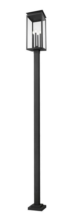 Z-Lite 5018PHBS-536P-BK Four Light Outdoor Post Mounted Fixture, Black