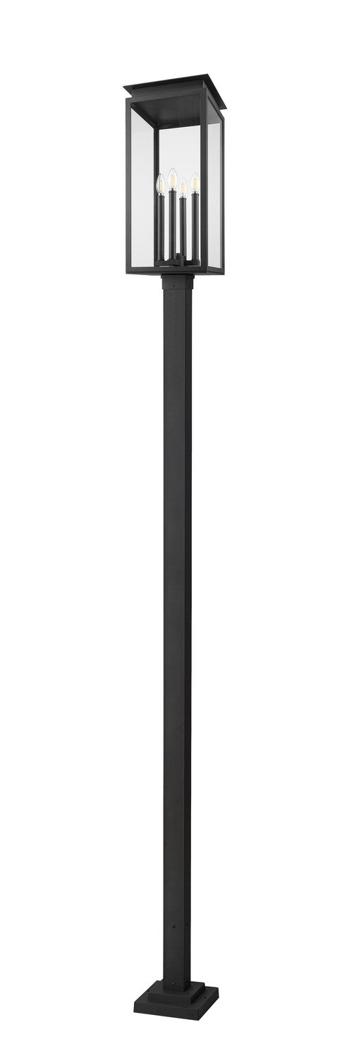Z-Lite 5018PHBS-536P-BK Four Light Outdoor Post Mounted Fixture, Black