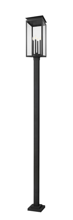 Z-Lite 5018PHBS-536P-BK Four Light Outdoor Post Mounted Fixture, Black