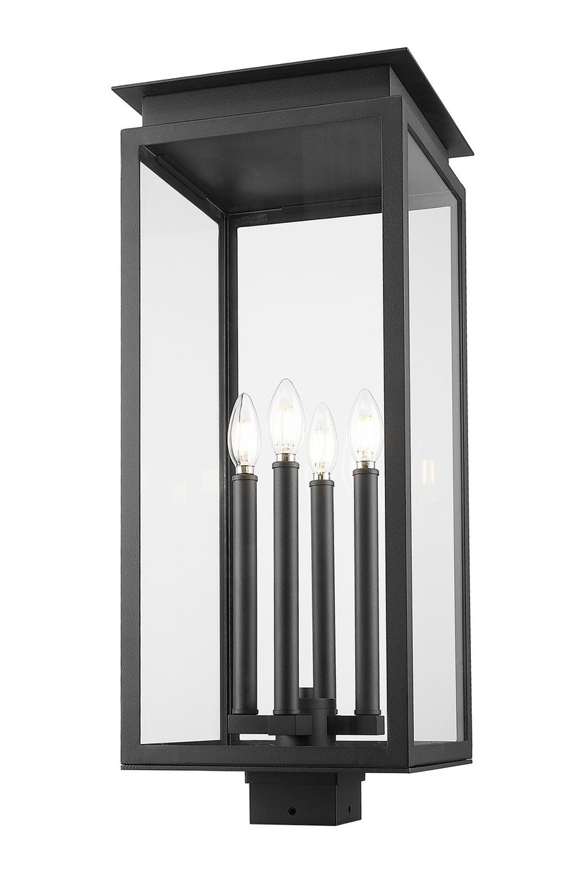 Z-Lite 5018PHBS-BK Four Light Outdoor Post Mount Fixture, Black
