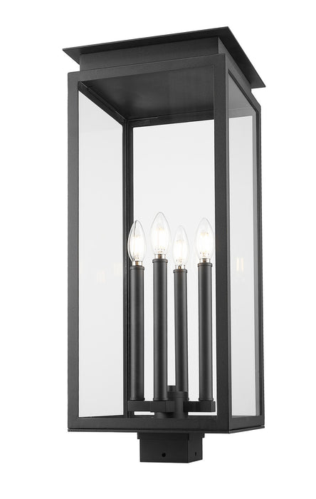 Z-Lite 5018PHBS-BK Four Light Outdoor Post Mount Fixture, Black