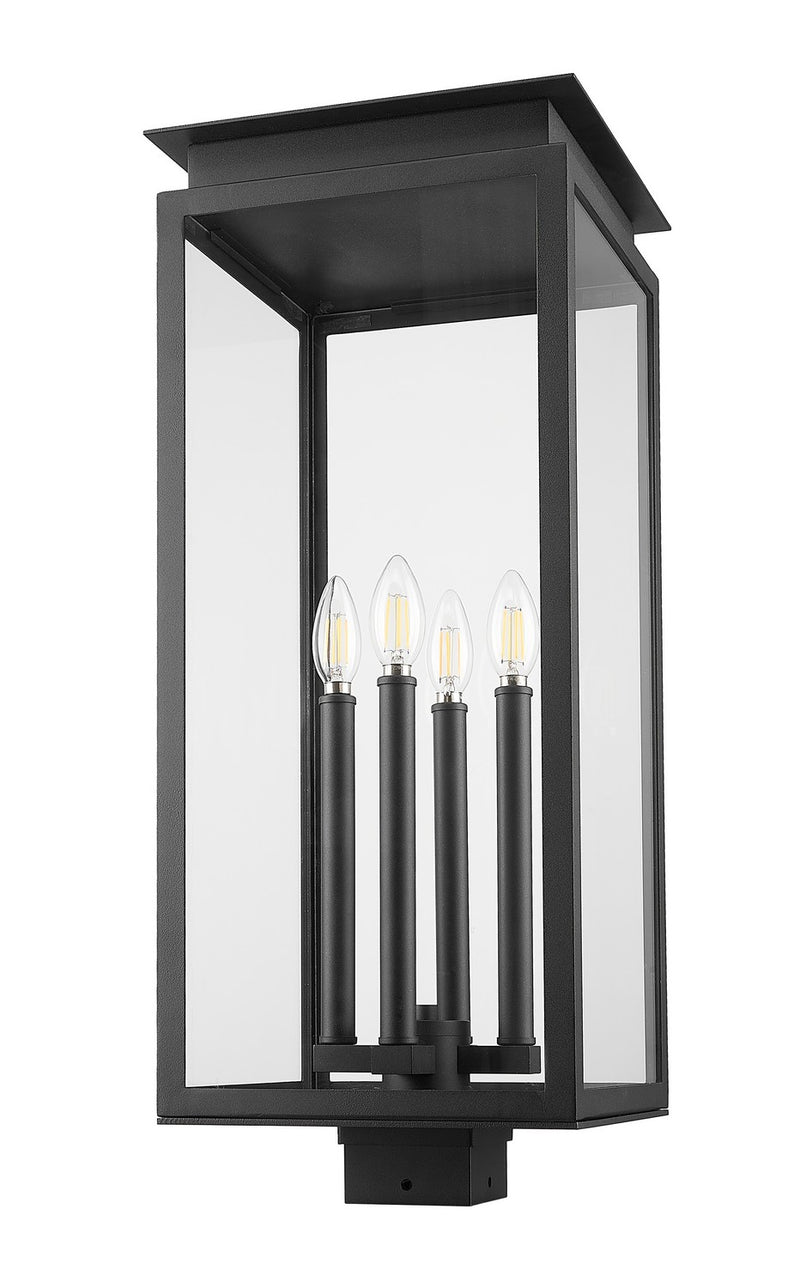 Z-Lite 5018PHBS-BK Four Light Outdoor Post Mount Fixture, Black