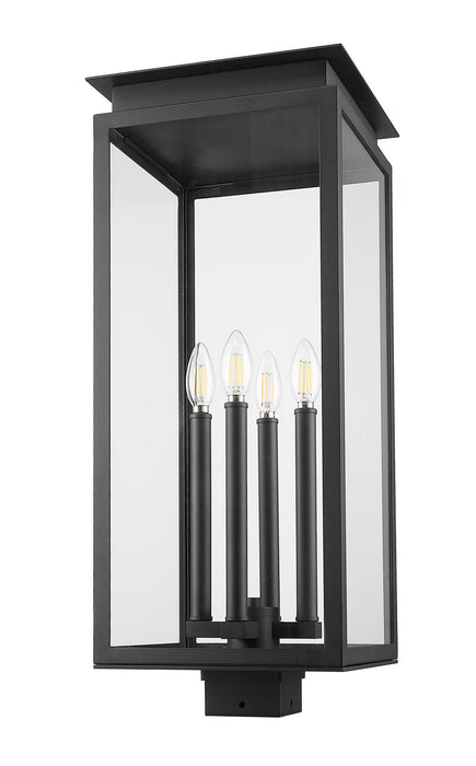 Z-Lite 5018PHBS-BK Four Light Outdoor Post Mount Fixture, Black