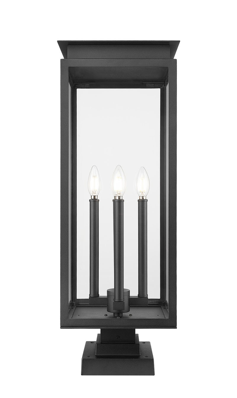 Z-Lite 5018PHBS-SQPM-BK Four Light Outdoor Pier Mounted Fixture, Black