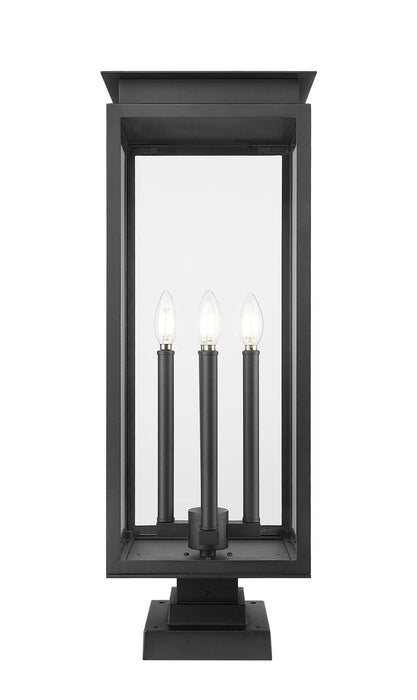 Z-Lite 5018PHBS-SQPM-BK Four Light Outdoor Pier Mounted Fixture, Black