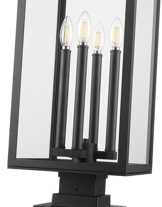 Z-Lite 5018PHBS-SQPM-BK Four Light Outdoor Pier Mounted Fixture, Black