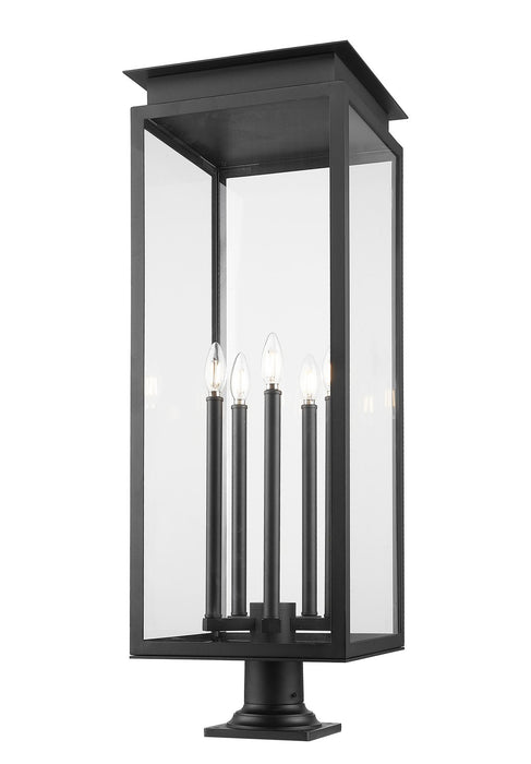 Z-Lite 5018PHXLR-533PM-BK Five Light Outdoor Pier Mounted Fixture, Black