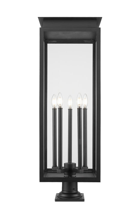Z-Lite 5018PHXLR-533PM-BK Five Light Outdoor Pier Mounted Fixture, Black