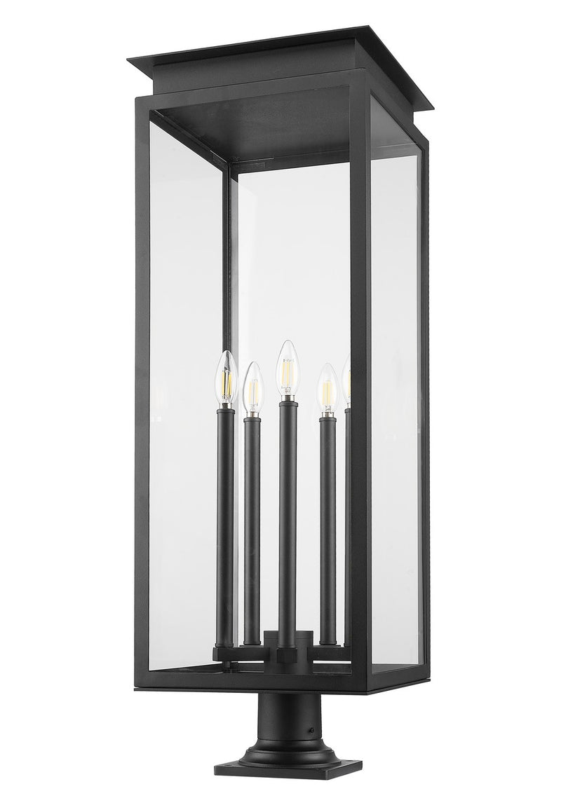 Z-Lite 5018PHXLR-533PM-BK Five Light Outdoor Pier Mounted Fixture, Black