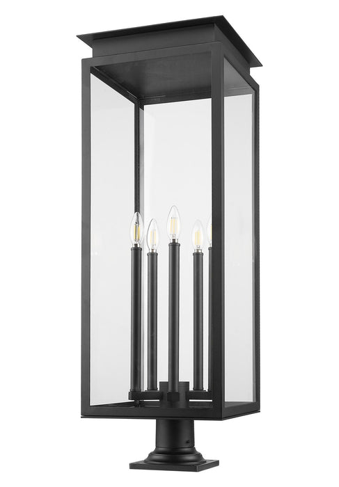Z-Lite 5018PHXLR-533PM-BK Five Light Outdoor Pier Mounted Fixture, Black
