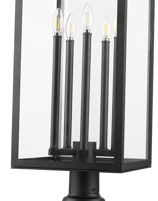 Z-Lite 5018PHXLR-533PM-BK Five Light Outdoor Pier Mounted Fixture, Black