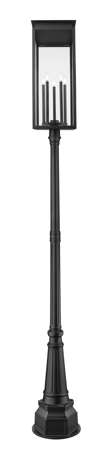 Z-Lite 5018PHXLR-564P-BK Five Light Outdoor Post Mounted Fixture, Black
