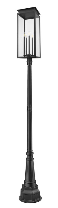 Z-Lite 5018PHXLR-564P-BK Five Light Outdoor Post Mounted Fixture, Black