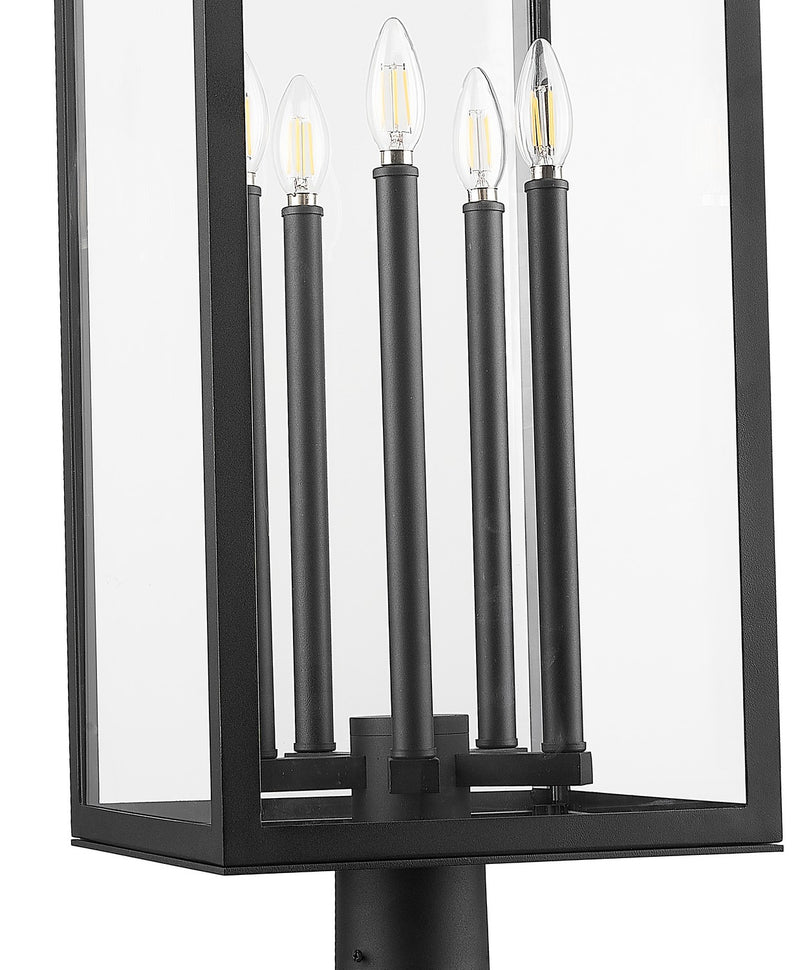 Z-Lite 5018PHXLR-564P-BK Five Light Outdoor Post Mounted Fixture, Black