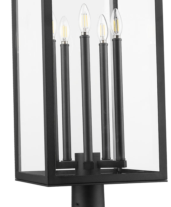 Z-Lite 5018PHXLR-564P-BK Five Light Outdoor Post Mounted Fixture, Black