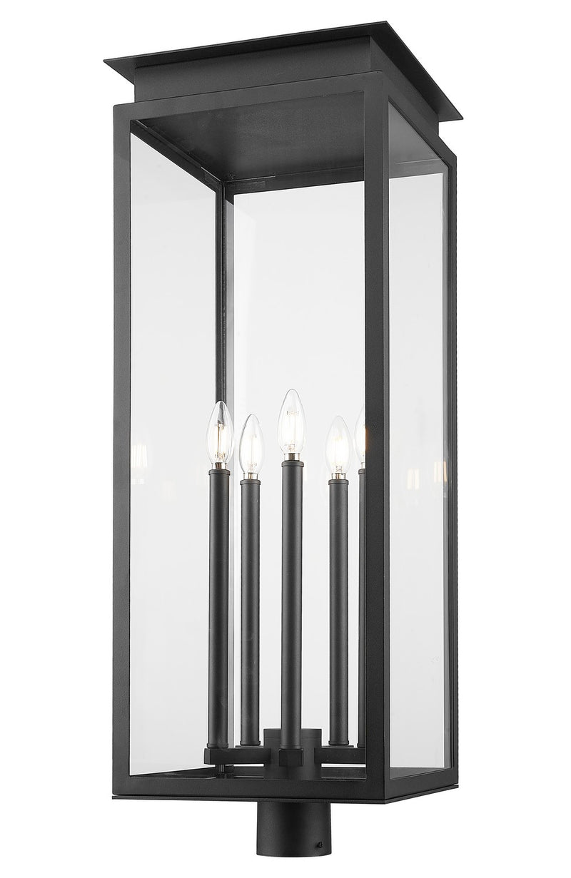 Z-Lite 5018PHXLR-BK Five Light Outdoor Post Mount Fixture, Black