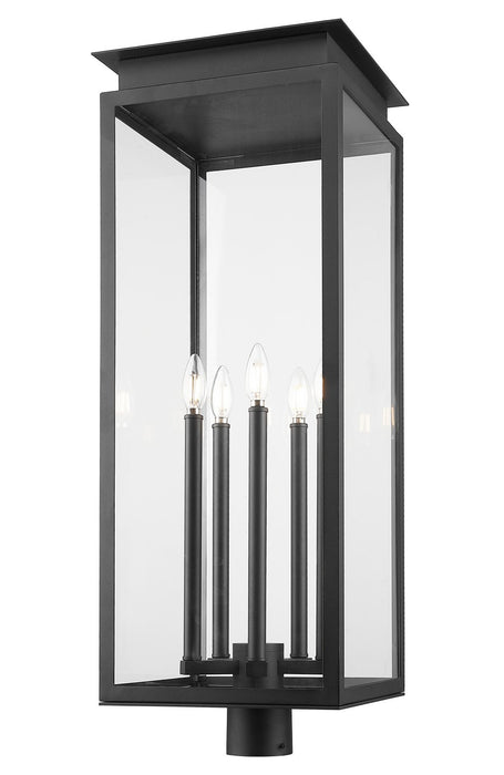Z-Lite 5018PHXLR-BK Five Light Outdoor Post Mount Fixture, Black