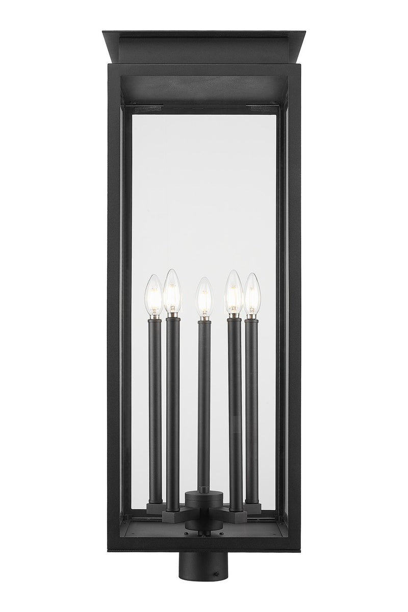 Z-Lite 5018PHXLR-BK Five Light Outdoor Post Mount Fixture, Black