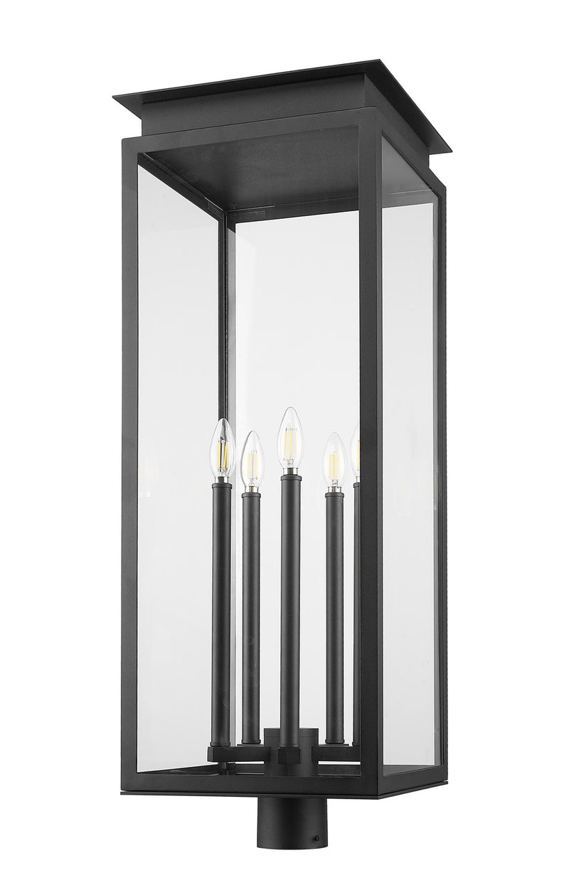 Z-Lite 5018PHXLR-BK Five Light Outdoor Post Mount Fixture, Black