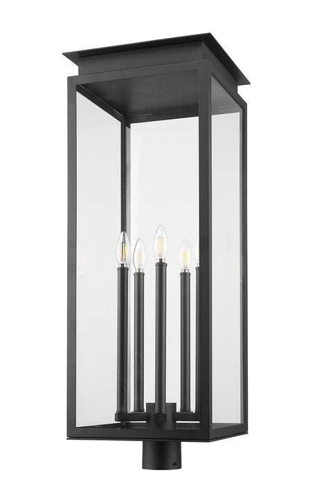 Z-Lite 5018PHXLR-BK Five Light Outdoor Post Mount Fixture, Black