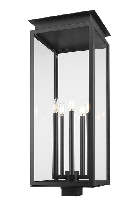 Z-Lite 5018PHXLS-BK Five Light Outdoor Post Mount Fixture, Black