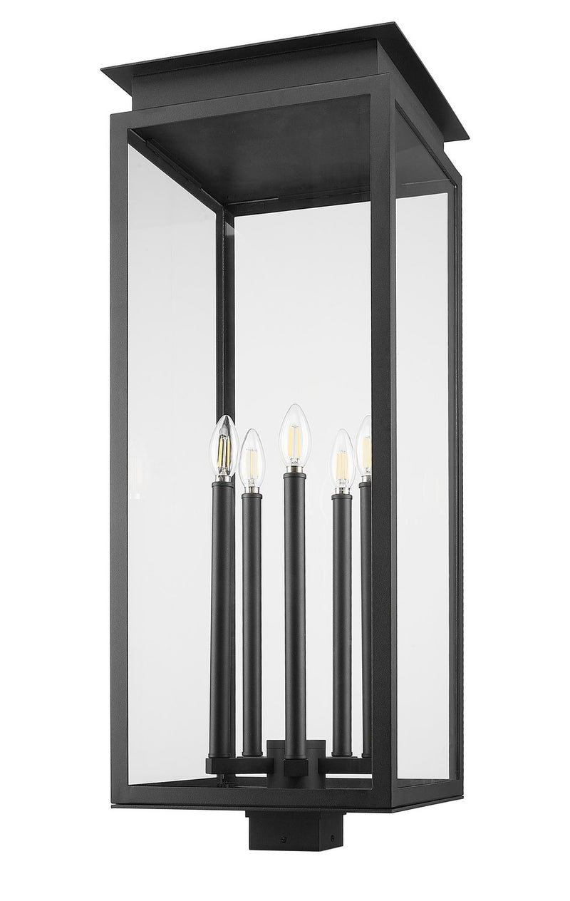Z-Lite 5018PHXLS-BK Five Light Outdoor Post Mount Fixture, Black