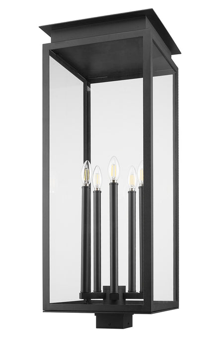 Z-Lite 5018PHXLS-BK Five Light Outdoor Post Mount Fixture, Black