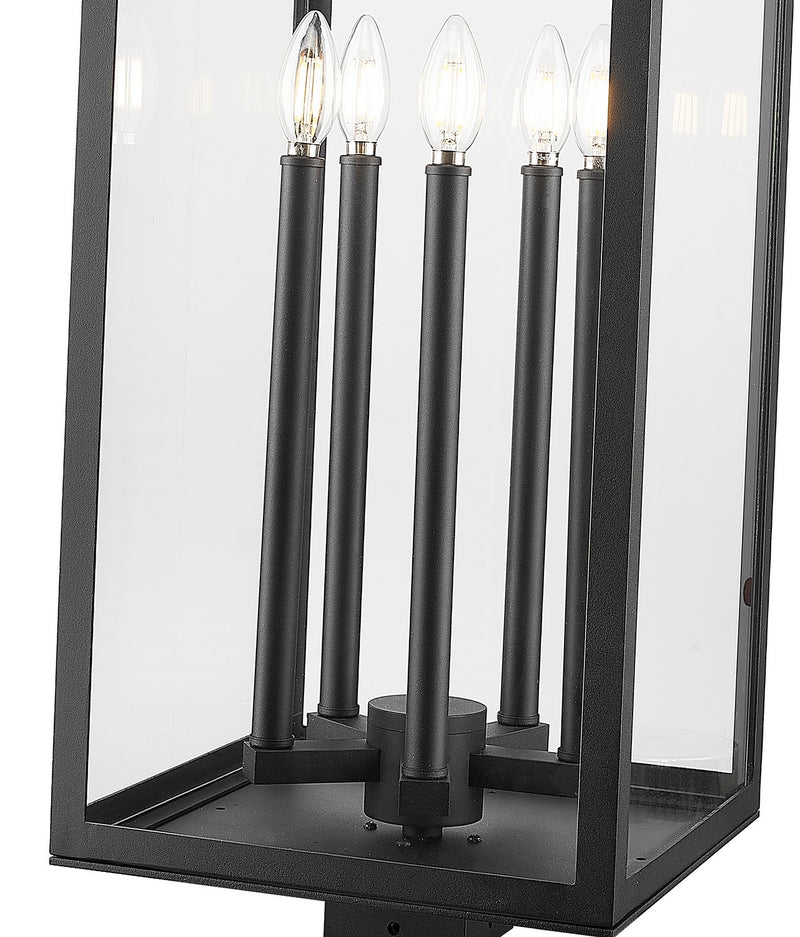 Z-Lite 5018PHXLS-BK Five Light Outdoor Post Mount Fixture, Black