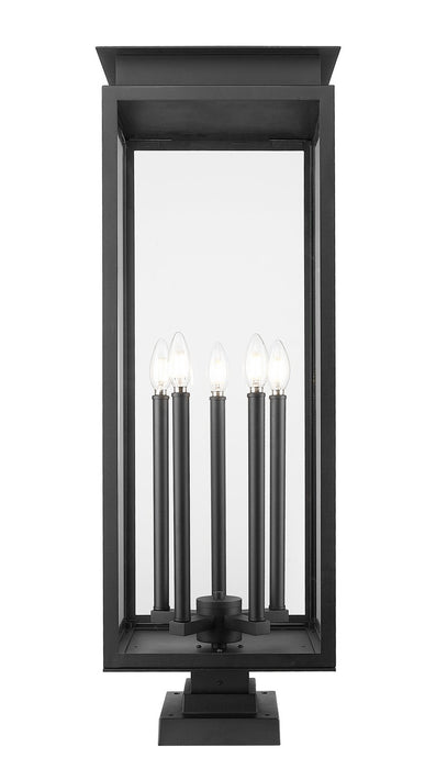 Z-Lite 5018PHXLS-SQPM-BK Five Light Outdoor Pier Mounted Fixture, Black