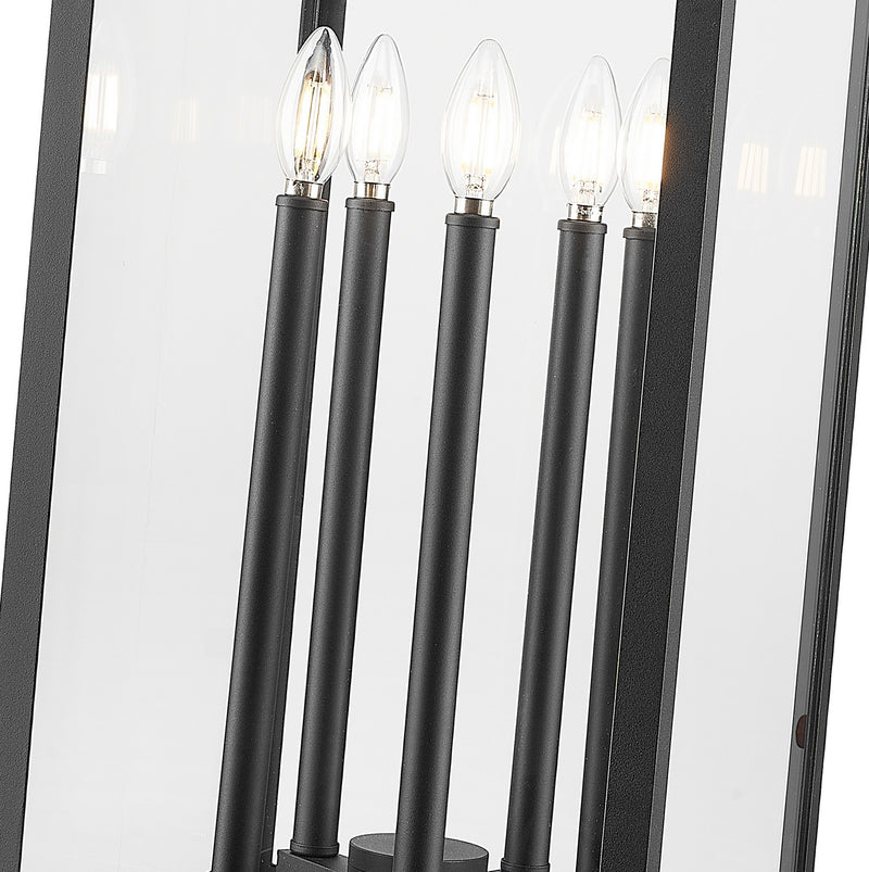 Z-Lite 5018PHXLS-SQPM-BK Five Light Outdoor Pier Mounted Fixture, Black